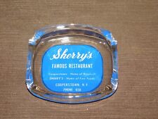 VINTAGE TOBACCO BASEBALL SHERRY'S FAMOUS RESTAURANT COOPERSTOWN NY GLASS ASHTRAY picture