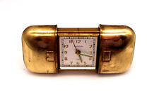 Vintage Europa 7 Jewel Brass Footed Sliding Travel Alarm Clock WORKS Germany picture