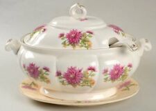 Vintage Tilso Japan Hand Painted Tureen & Lid w/Ladle & Underplate Pink Golden picture