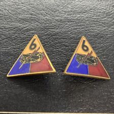 ww2  6th Armored Division Patch type DI DUI INSIGNIA pin Lot Of 2 Enamel picture