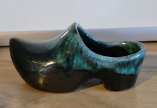 Vintage Canuck Canada Green Drip Glaze Dutch Pottery Shoe Travel Souvenir Plant picture