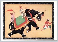 Postcard Art Ink Prince Riding an Elephant India Mughal c1985   3L picture