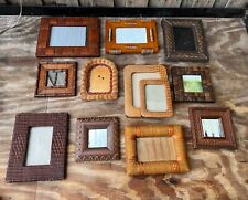 Shabby Chic Wicker Rattan Wood Cottage Core Boho Hobo Picture Frame Gallery Lot picture