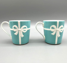 Tiffany Blue Ribbon Bow Mug Cup Set of 2 F/S from Japan picture