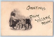 Villard Minnesota Postcard Greetings Feeding Animals Jass 1910 Vintage Unposted picture