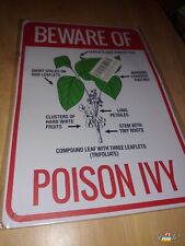 Art Tin BEWARE POISON IVY LOOK Sign Caution Wall Decor Americana Nostalgic  picture