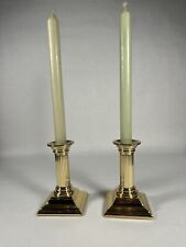 VINTAGE PAIR 5” SOLID BRASS CANDLESTICKS BALDWIN SMITHSONIAN INSTITUTION picture