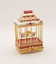 New French Limoges Trinket Box Gorgeous Valentines Bird Cage Aviary w Love Birds picture