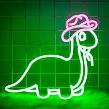  Cowgirl Dinosaur Neon Sign, Cowboy Neon Signs for Wall Decor, green pink picture