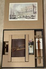 Vintage Italian Prometheus Blown Glass Drip Pen W/ Ink & Leather bound Notebook picture