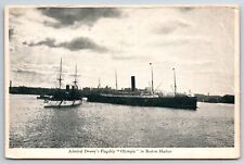 Olympia Admiral Dewey's Flagship In Boston Harbor c1900's Printed Postcard picture