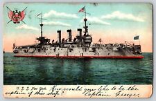 Postcard USS Illinois 1906 - Great White Fleet - Note from Captain? picture