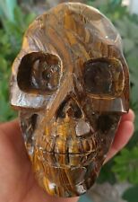 1985g Natural Tigereye Quartz Crystal Skull Skeleton Carving Healing 1 picture