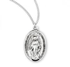 Unique Sterling Silver Oval Miraculous Medal Size 0.9in  x 0.5in picture