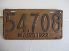 1922 Massachusetts License Plate Tag 54708 picture