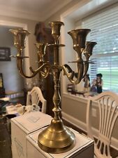 Brass 4 Arm Candelabra Holds 5 Candles 11” Tall picture