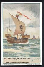 Vintage 1954 Trade Card of a COG SHIP North-West Medieval Europe picture