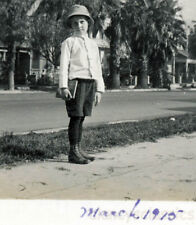 1914 Boy Off to School Holding Books Short Pants Hat Los Angeles CA picture