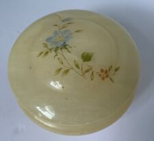 Vintage Genuine Alabaster Trinket Box Made in Italy Round Hinged Lid Hand Carved picture