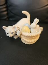 Vintage 2003 Lenox 12 Months of Kitties April Easter Figurine Kitty & Basket picture