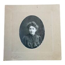 ATQ Cabinet Card Photo Victorian Lady Older Woman Portrait￼ Oval Haunted Emboss picture
