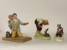 Norman Rockwell Lot Of 3 Vintage Figurines A Final Touch Downhill Racer picture