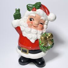 VINTAGE Winking PEACE Sign Santa Ceramic Figurine Cute Kitschy Retro Christmas picture