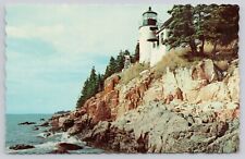 Bass Harbor Lighthouse Mt. Desert Island McKinley Maine Vintage Postcard picture