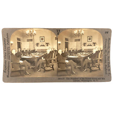 President Calvin Coolidge Stereoview 1920s Herbert Hoover James Davis Men P63 picture