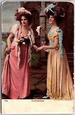 Flirtation, Two Beautiful Young Ladies UDB - Postcard picture