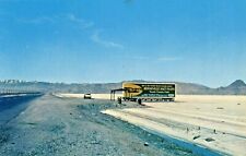 c.1950's, Bonneville Salt Flats, Utah World Speed Record BN3 Vtg Chrome Postcard picture