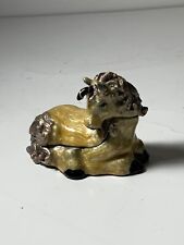 Vintage Small Enameled Metal Unicorn Trinket Box 2.5 in. picture