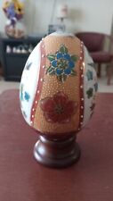 Pair of Vintage Hand Painted Porcelain Eggs Warrior Design & Bird Floral Design picture