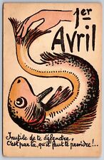 1er Avril~French Comic April Fish aka April Fool~Relax Just A Warning~c1910 picture