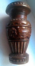Old Romanian vintage traditional rustic carved wood artisanal vase 1960s wooden  picture