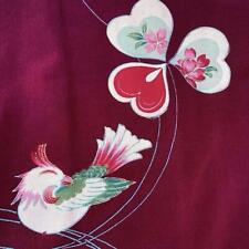 Japanese Antique Kimono Crepe Small Bird Taisho Pure Silk 31 picture