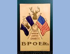 1907 antique BPO ELKS POSTCARD w FLAG embossed picture