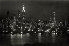 1933 MANHATTAN NIGHT 8X12 PHOTO FROM BROOKLYN FINANCIAL DISTRICT NEW YORK CITY picture