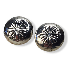 Small Vintage Native American Navajo Sterling Silver Hollow Disk Concho Earrings picture