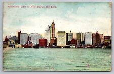 color view of New York's sky line from 1912 postcard picture