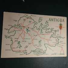  Cartographer's Map Of Antigua On A Postcard From 1957..  Excellent Condition. picture