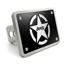 Jeep Willys Star in 3D on Black Billet Aluminum 2-inch Tow Hitch Cover picture