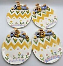 Vintage Omnibus Easter Canape Plates Set of 4 Egg Bunny 1993 picture