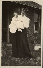 RPPC Westhope ND Edwardian mother & baby 1908 real photo PC to BRITTIN Sherwood picture