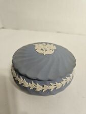 Vintage Wedgwood Jasperware Blue Round With Lid Fluted Trinket Box picture