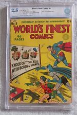 1943 DC Comics World's Finest #9 CBCS 2.5 Hitler Mussolini Cover Batman Superman picture