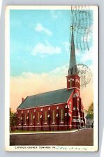 Towanda PA-Pennsylvania, Catholic Church, Antique Vintage c1941 Postcard picture