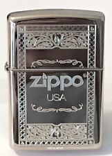 Zippo Windproof Chrome Lighter With Frame Design & Zippo Logo, 31360, New In Box picture