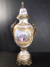 Antique Sevres Hand Painted Porcelain Urn/Vase/Bronze Ormolu/France C.1870/20 “H picture