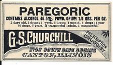 Vintage pharmacy Label - Paregoric w/1.9 grams Opium.  Canton IL #28369 picture